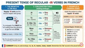 Le Présent des verbes réguliers en IR en français