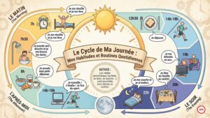 Le cycle de ma journée en français