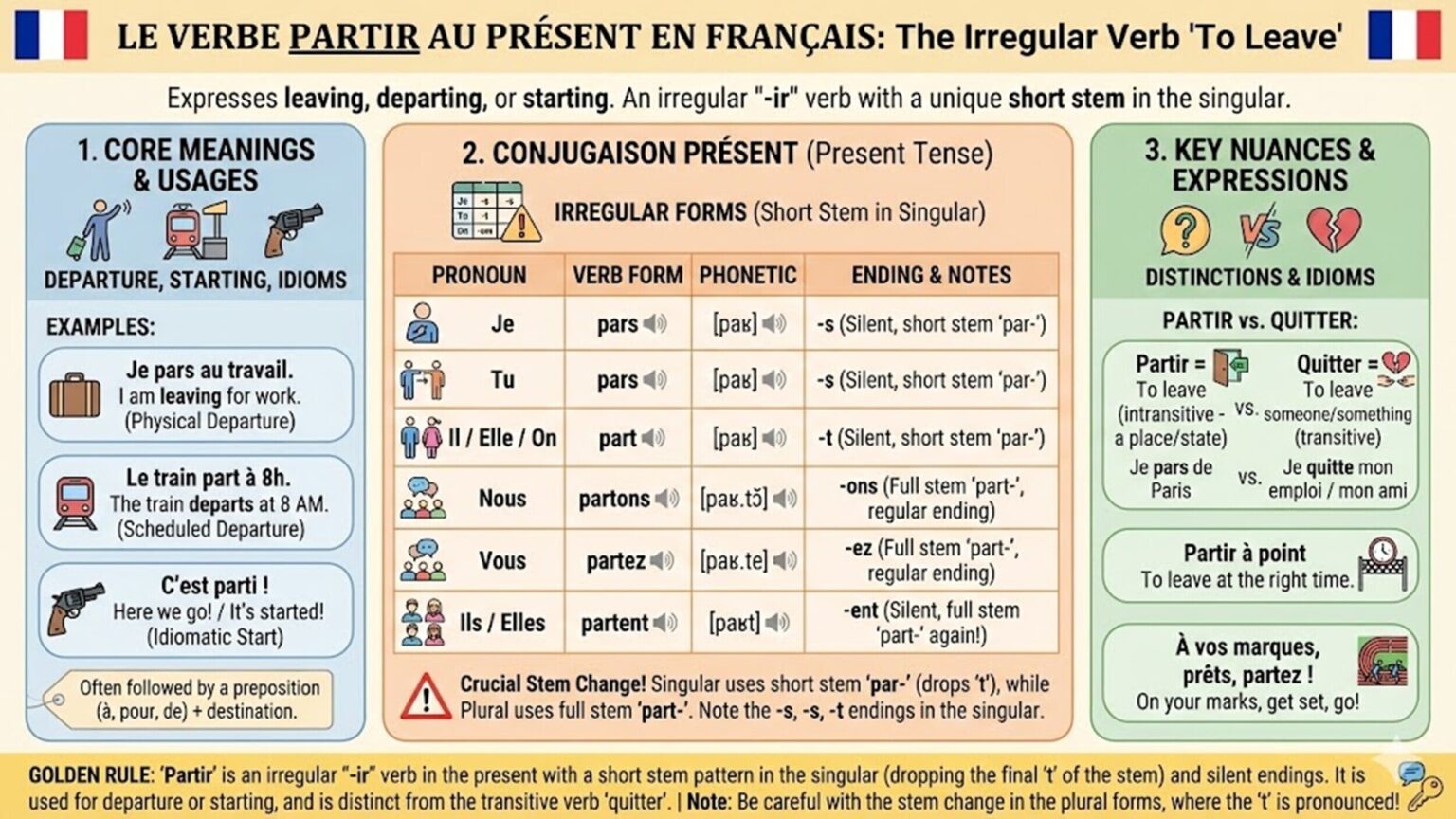 Le verbe Partir au Présent - imagiers.net